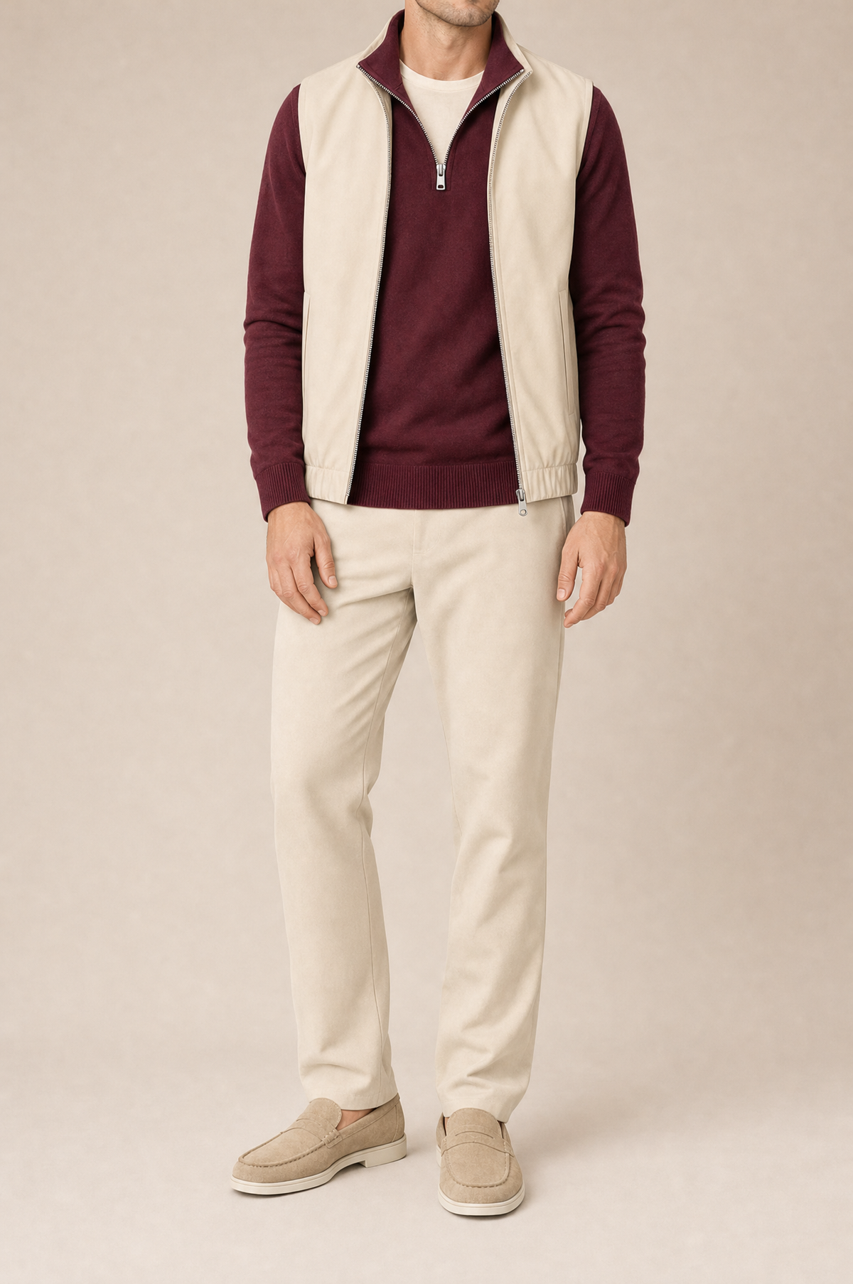 MILANO REVERSO AUTUMN SET – CREMA & BORDEAUX · QUARTER ZIP