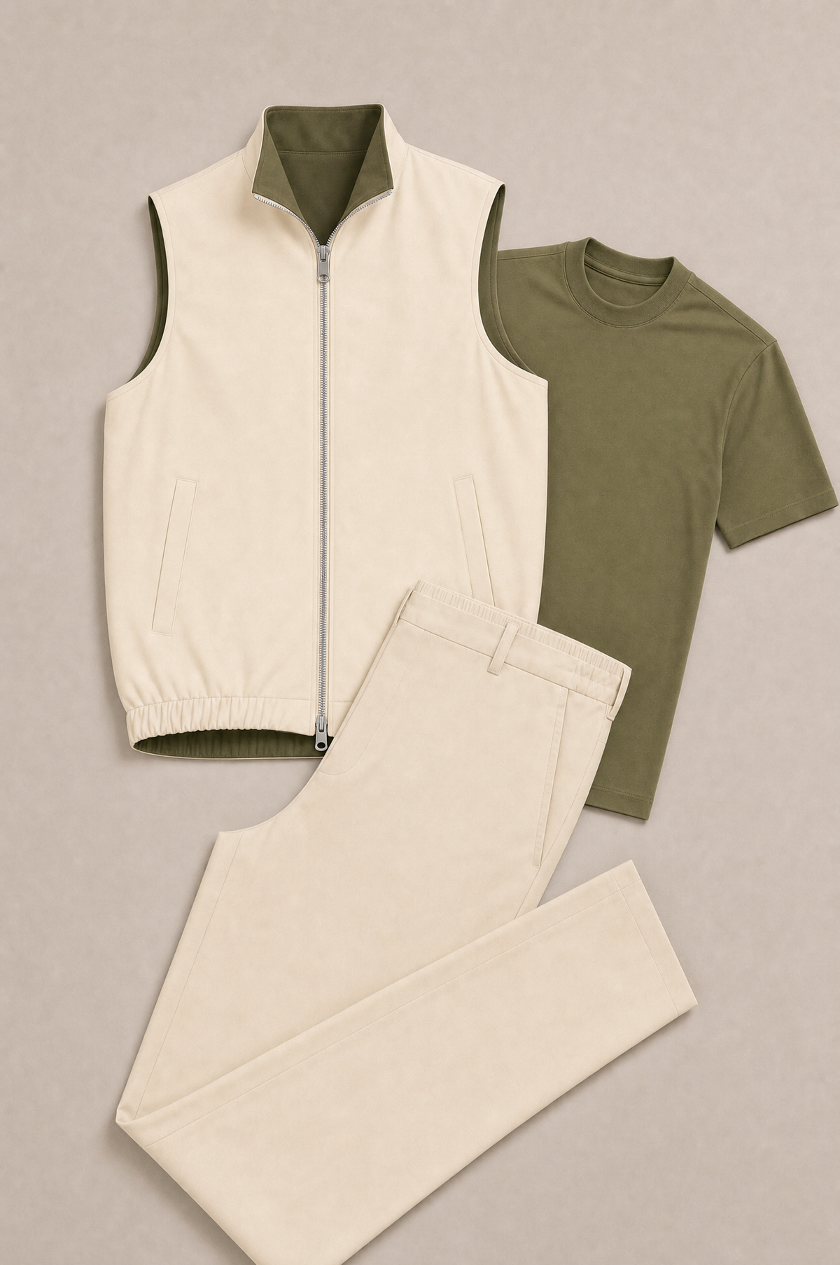 Milano Reverso Set Crema & Oliva flat-lay