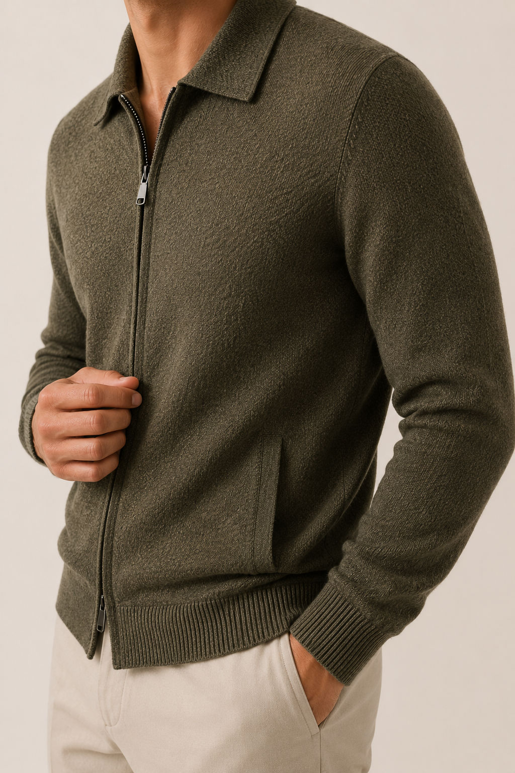 MILANO CASHMERE VERONA CARDIGAN - OLIVE