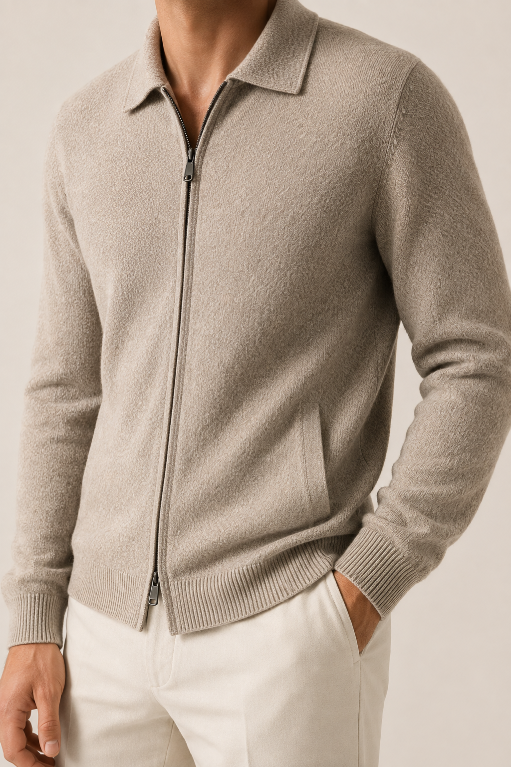 MILANO CASHMERE VERONA CARDIGAN - BEIGE