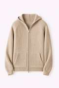 MILANO CASHMERE FULL ZIP CARDIGAN - BEIGE