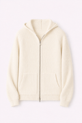 MILANO CASHMERE FULL ZIP CARDIGAN - WHITE