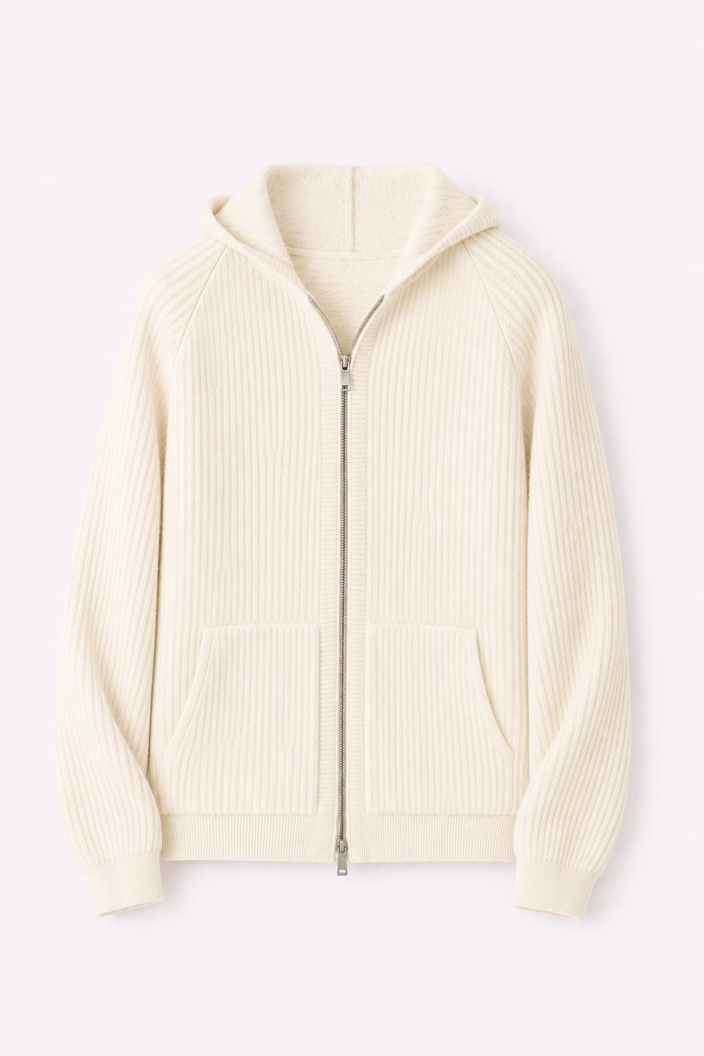 MILANO CASHMERE FULL ZIP CARDIGAN - WHITE