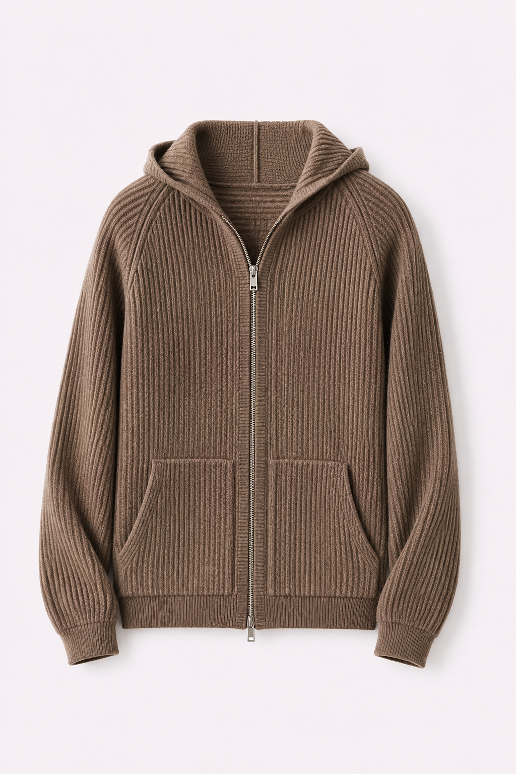 MILANO CASHMERE FULL ZIP CARDIGAN - TAUPE