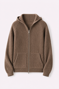 MILANO CASHMERE FULL ZIP CARDIGAN - TAUPE