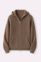 MILANO CASHMERE FULL ZIP CARDIGAN - TAUPE