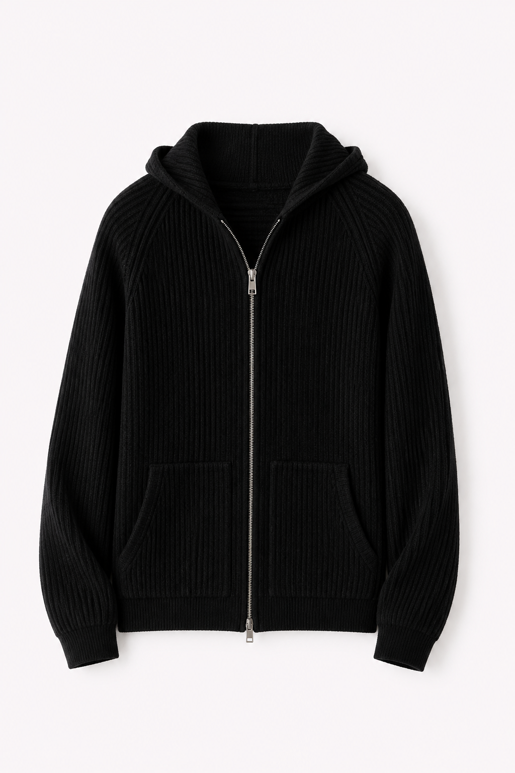 MILANO CASHMERE FULL ZIP CARDIGAN - BLACK