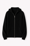 MILANO CASHMERE FULL ZIP CARDIGAN - BLACK