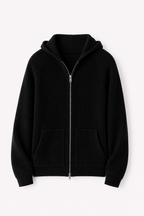 MILANO CASHMERE FULL ZIP CARDIGAN - BLACK