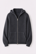 MILANO CASHMERE FULL ZIP CARDIGAN - GREY