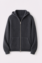 MILANO CASHMERE FULL ZIP CARDIGAN - GREY