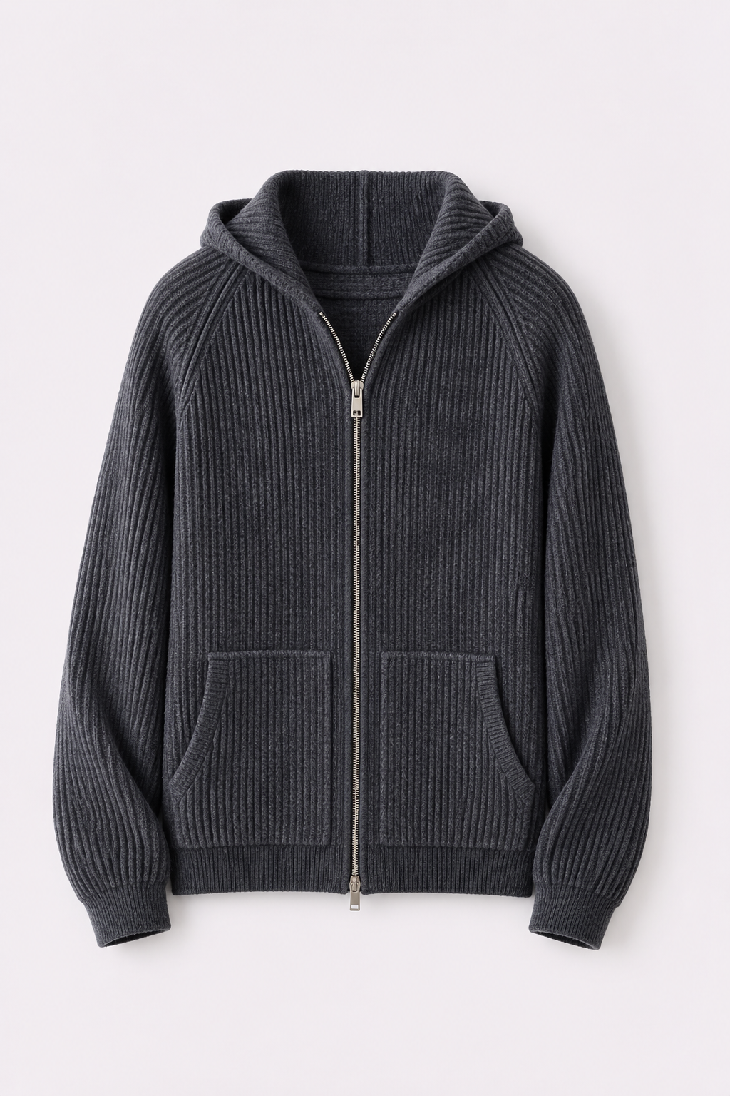 MILANO CASHMERE FULL ZIP CARDIGAN - GREY