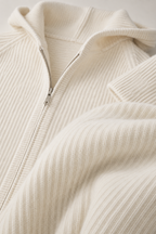 MILANO CASHMERE FULL ZIP CARDIGAN - WHITE