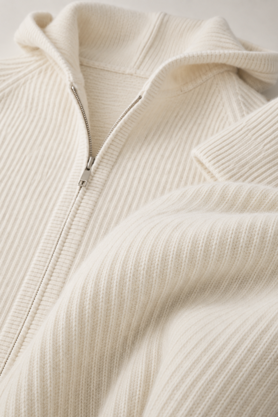 MILANO CASHMERE FULL ZIP CARDIGAN - WHITE