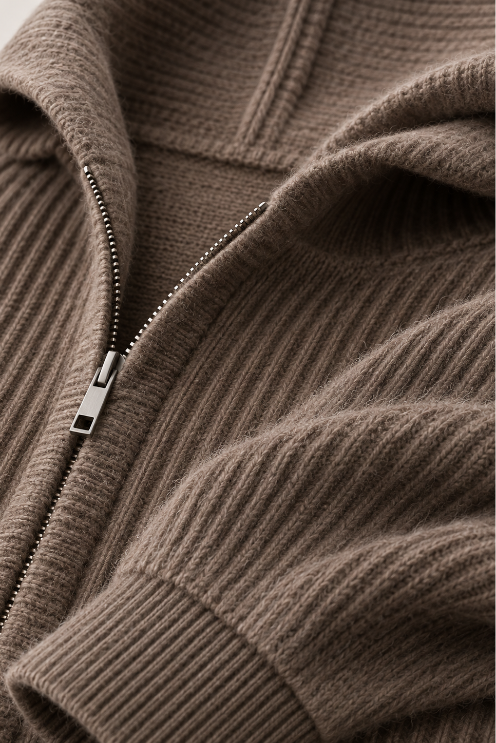 MILANO CASHMERE FULL ZIP CARDIGAN - TAUPE