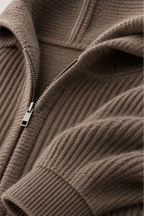 MILANO CASHMERE FULL ZIP CARDIGAN - TAUPE