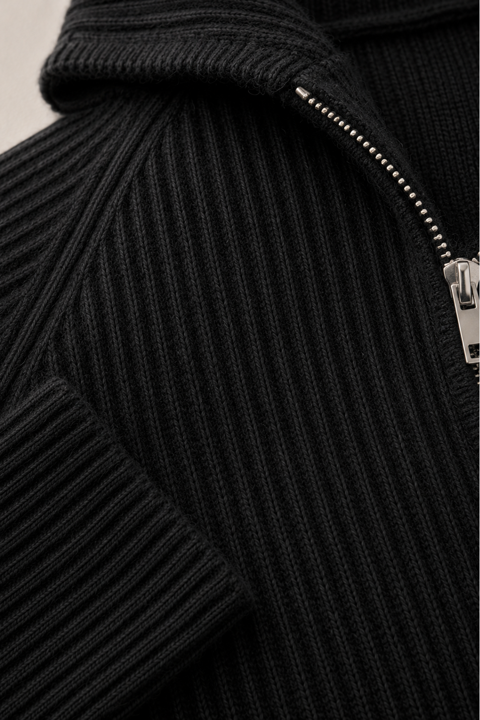 MILANO CASHMERE FULL ZIP CARDIGAN - BLACK