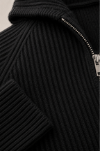 MILANO CASHMERE FULL ZIP CARDIGAN - BLACK