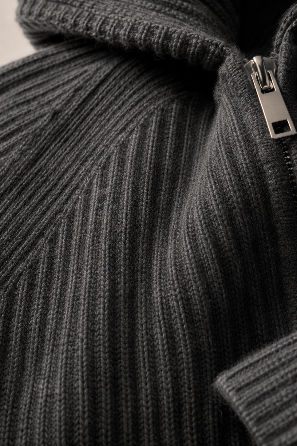 MILANO CASHMERE FULL ZIP CARDIGAN - GREY