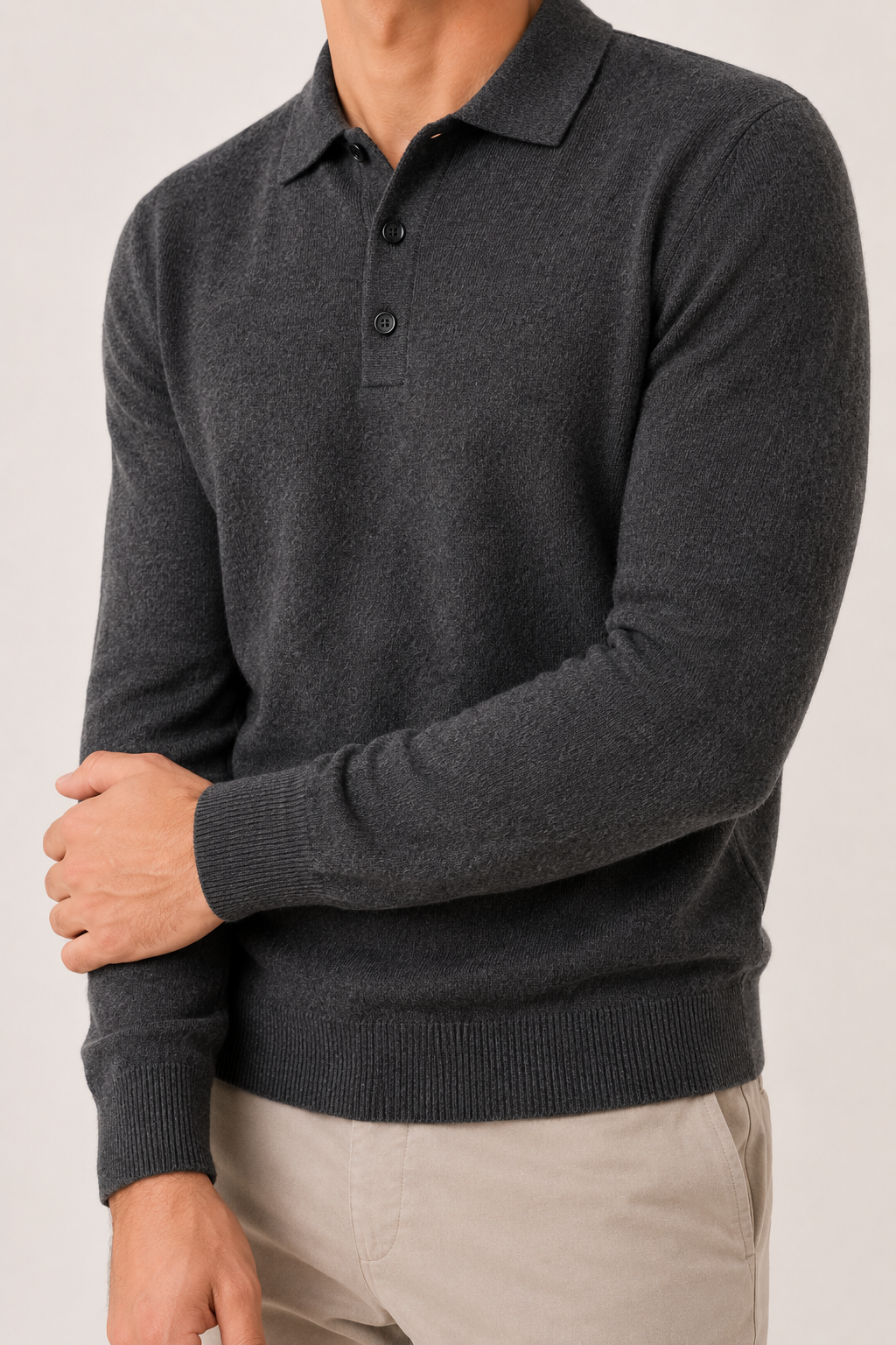 MILANO CASHMERE CORTINA POLO - CHARCOAL