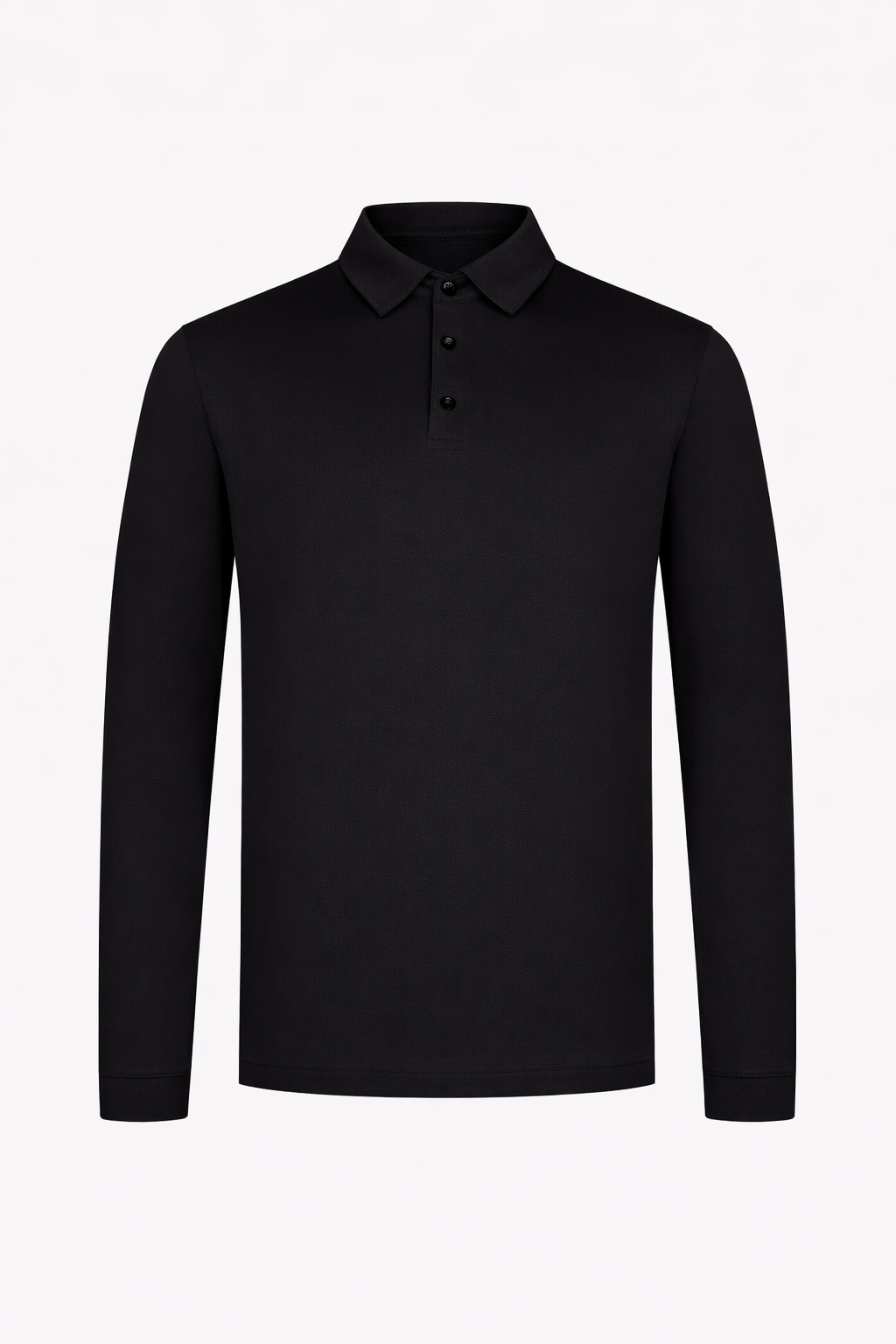 MILANO SIGNATURE LONG SLEEVE POLO - BLACK