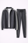 MILANO KNITTED TWO-TONE CASHMERE SET - GREY