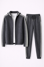 MILANO KNITTED TWO-TONE CASHMERE SET - GREY
