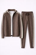 MILANO KNITTED TWO-TONE CASHMERE SET - DARK MOCHA