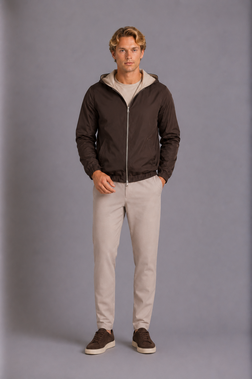 MILANO HOODED JACKET - BROWN