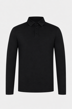 MILANO SIGNATURE LONG SLEEVE POLO - BLACK