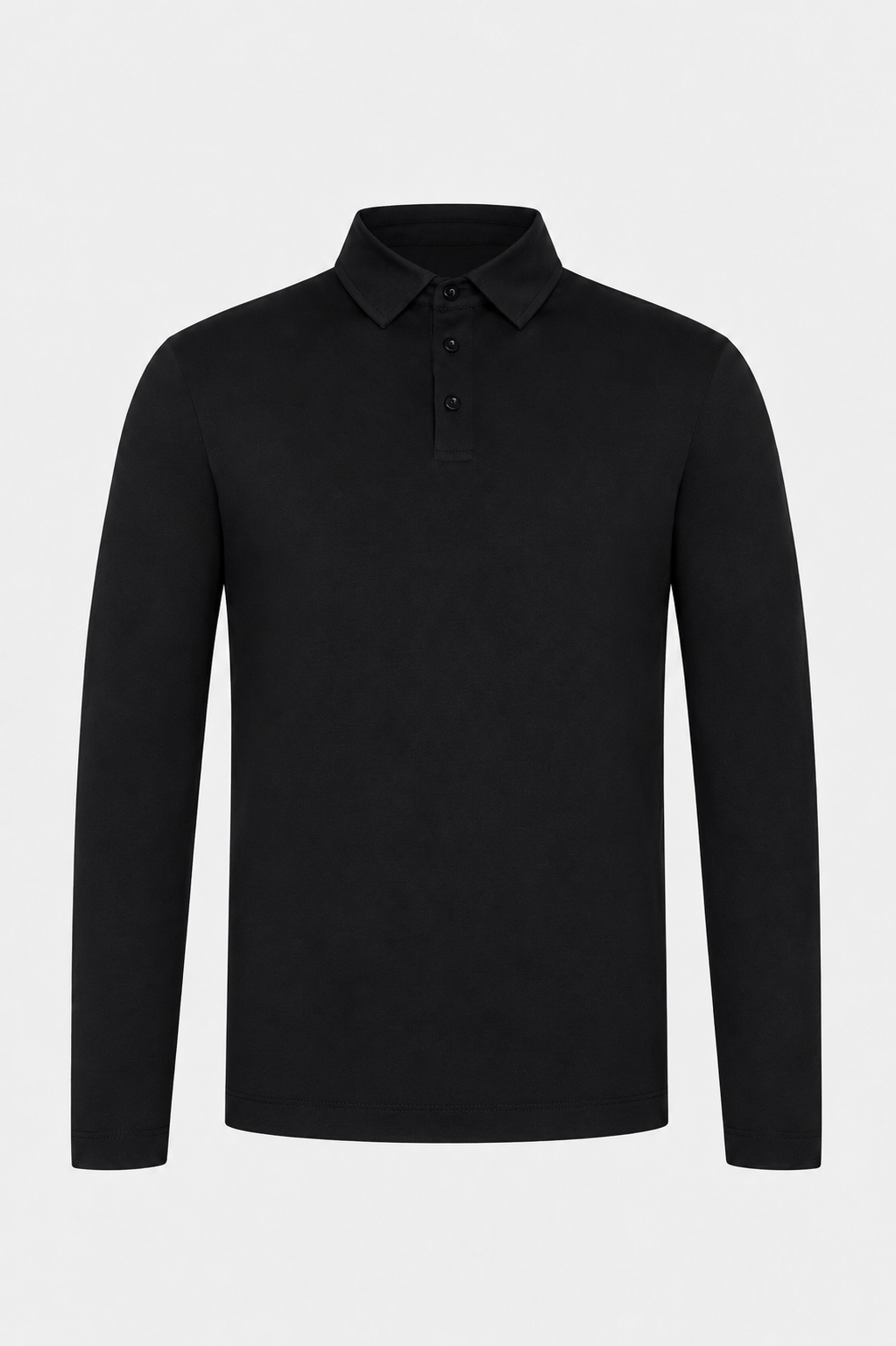 MILANO SIGNATURE LONG SLEEVE POLO - BLACK