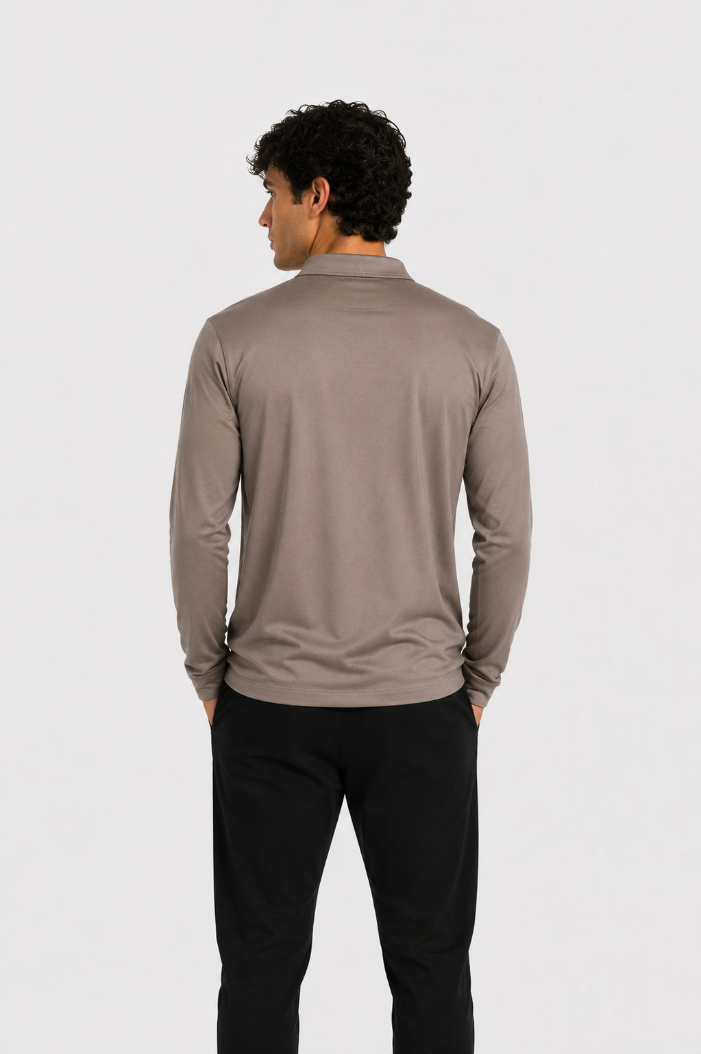 MILANO SIGNATURE LONG SLEEVE POLO - CAMEL