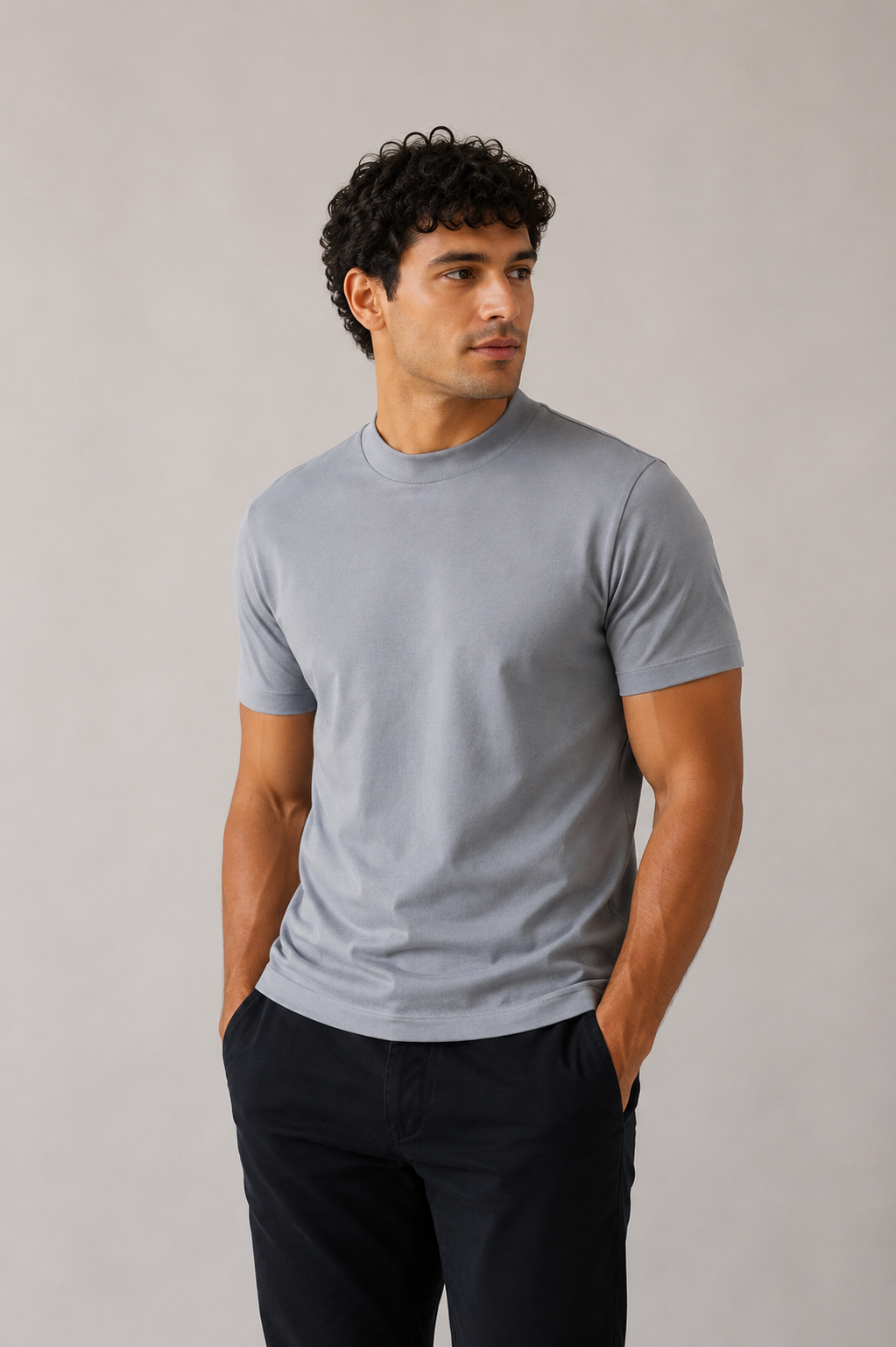 PURO SUPIMA MERCER TEE - GRAY BLUE