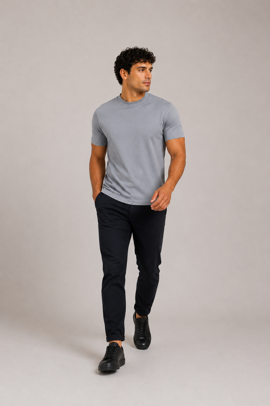 PURO SUPIMA MERCER TEE - GRAY BLUE
