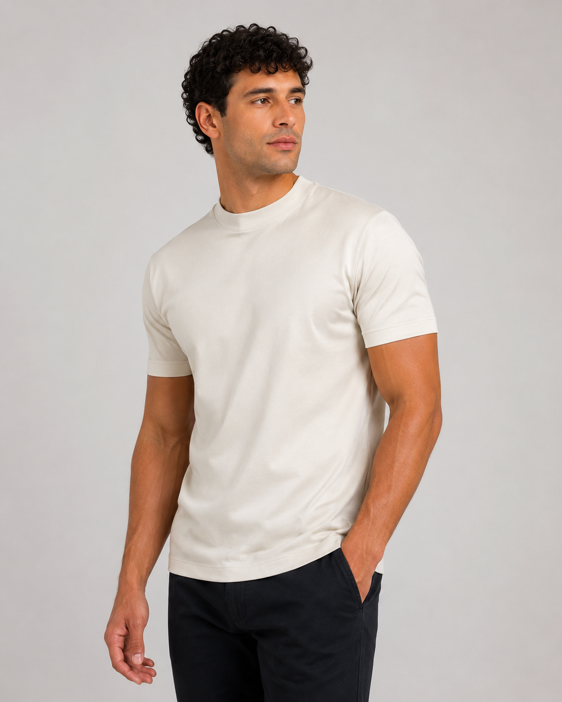 PURO SUPIMA MERCER TEE - LIGHT KHAKI