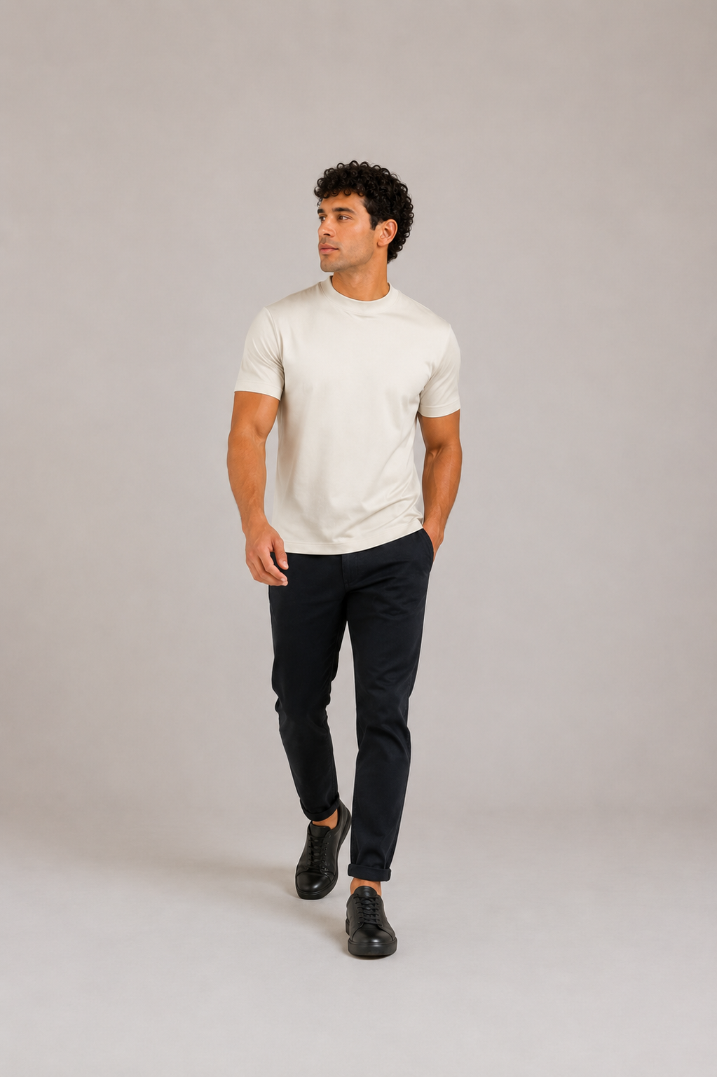 PURO SUPIMA MERCER TEE - LIGHT KHAKI