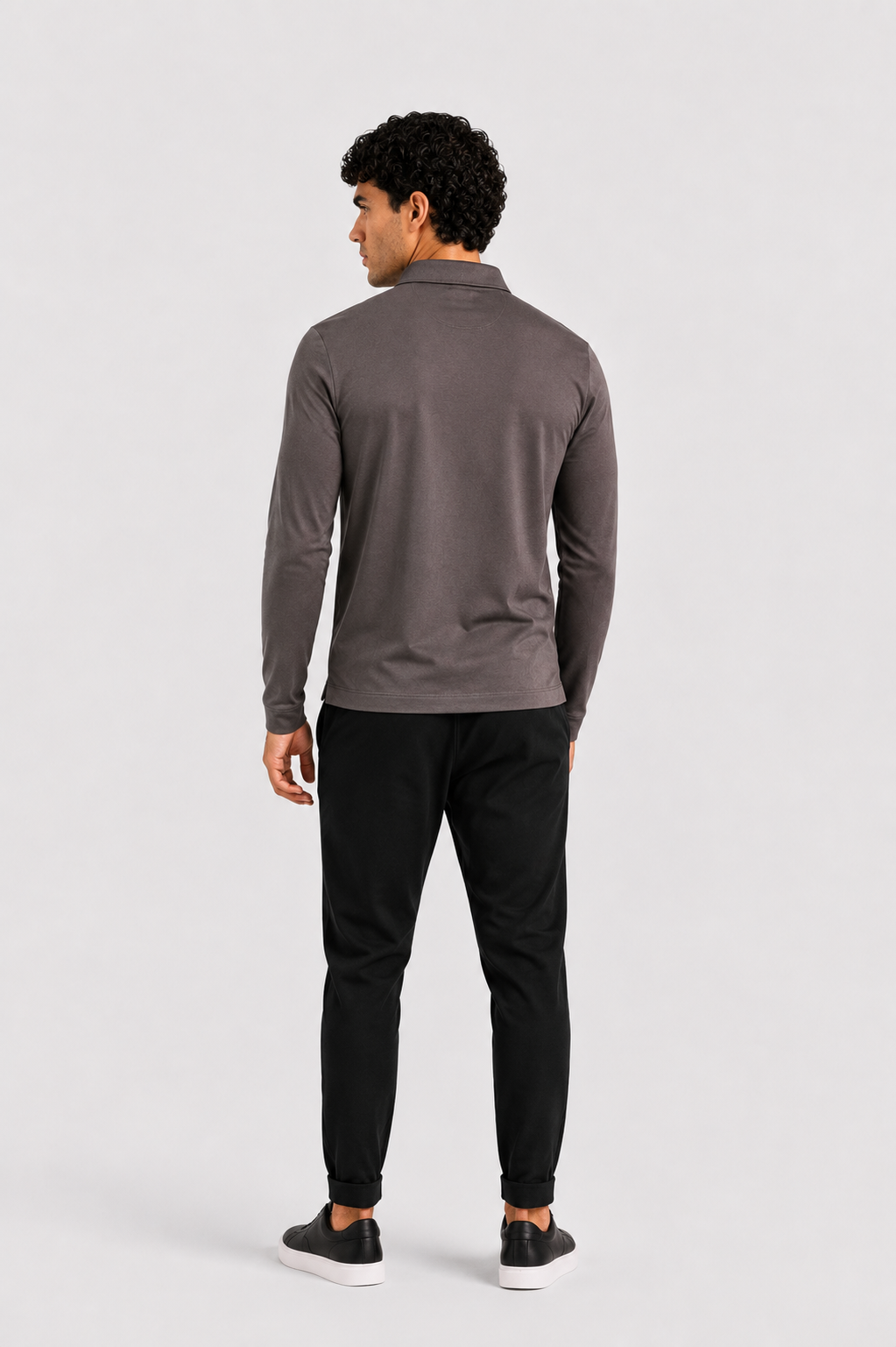 MILANO SIGNATURE LONG SLEEVE POLO - GREY
