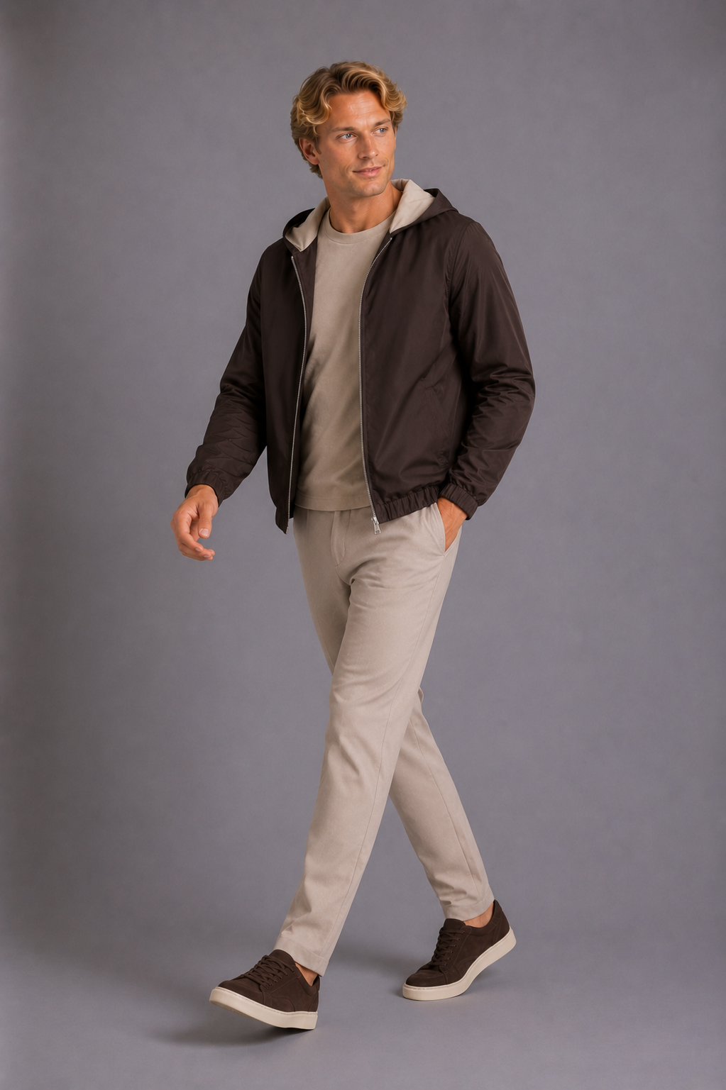 MILANO HOODED JACKET - BROWN