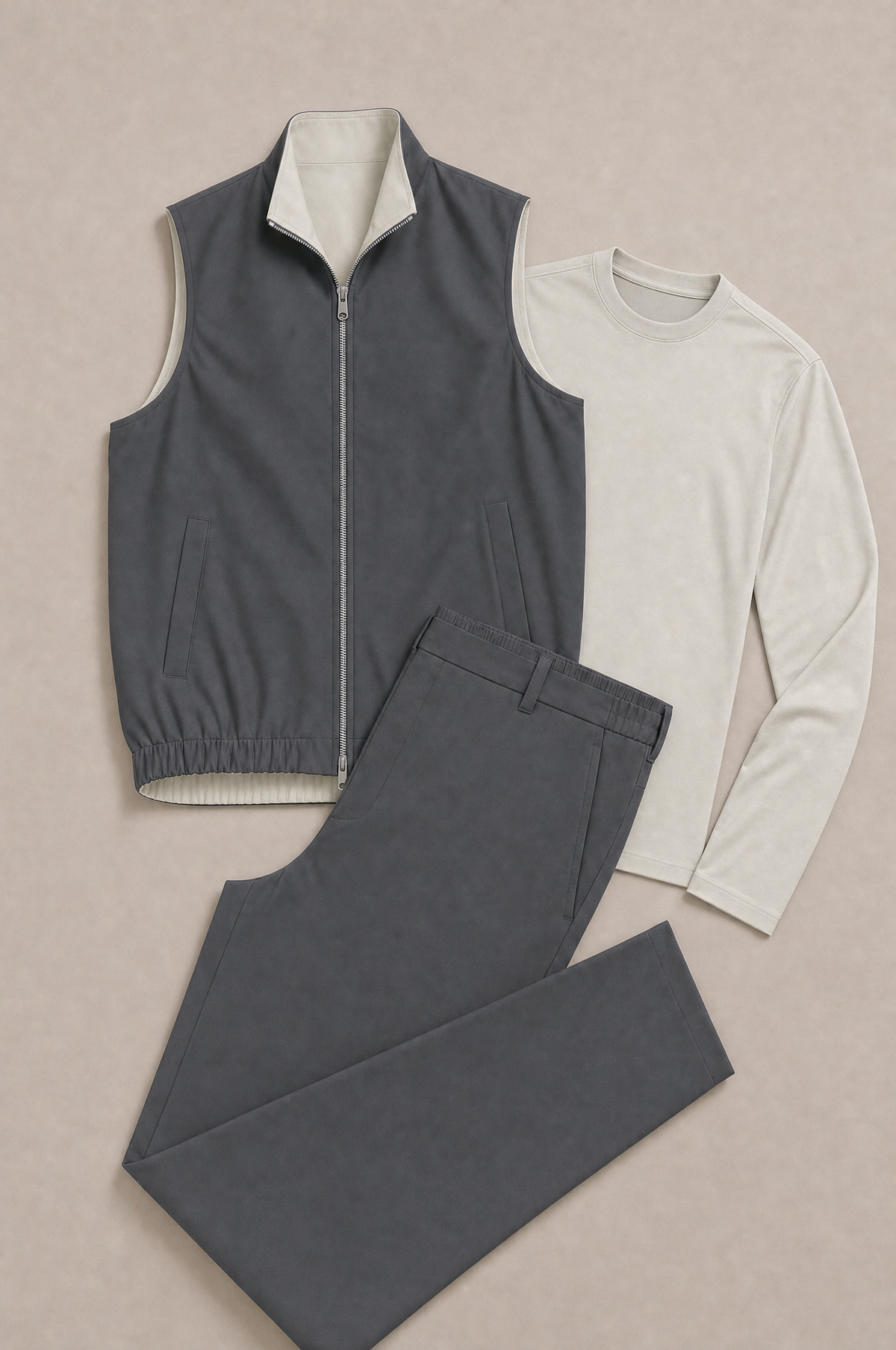 Milano Reverso Autumn Set Antracite & Pietra Long Sleeve flatlay