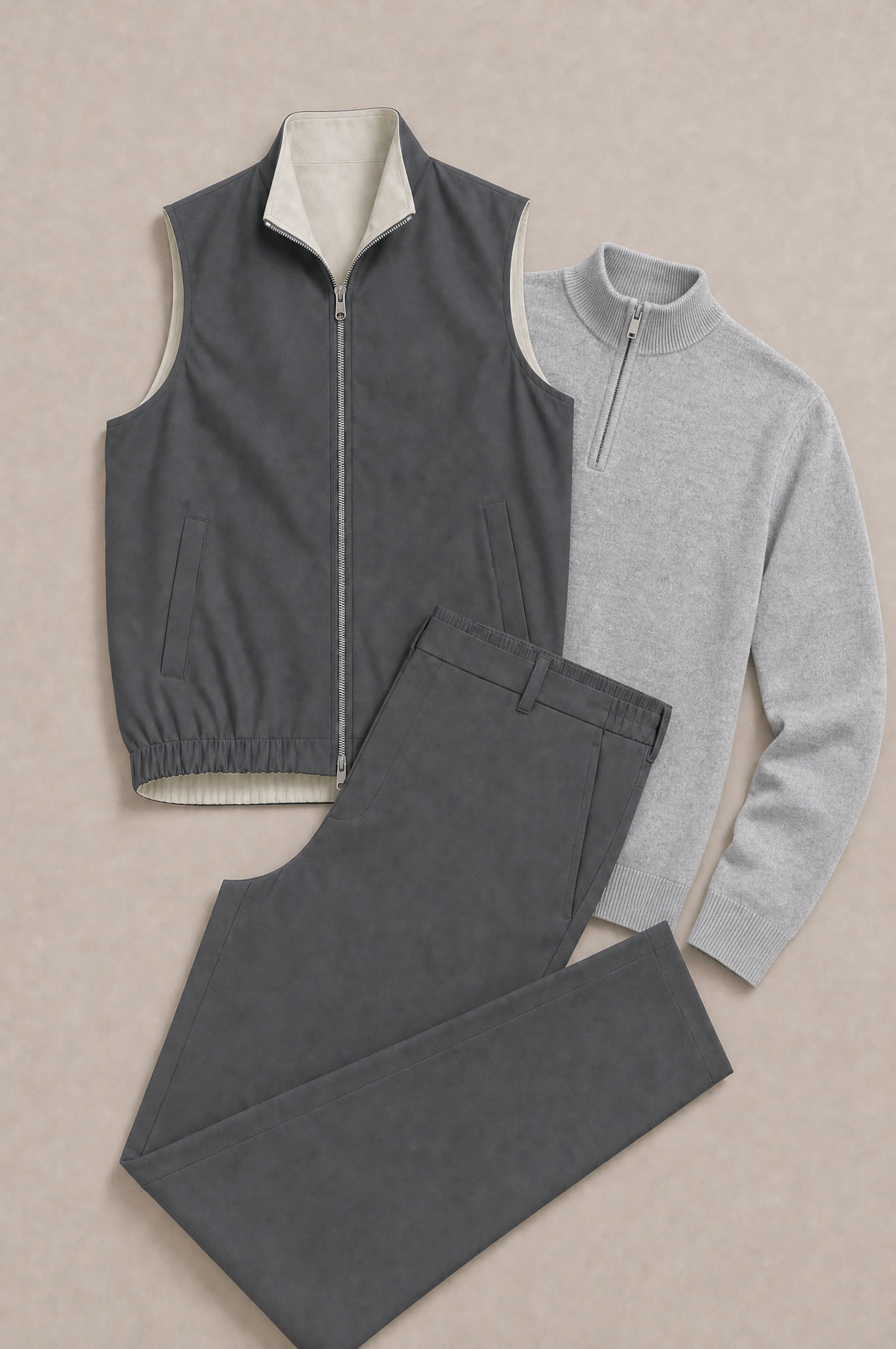 Milano Reverso Autumn Set Antracite & Pietra Quarter Zip flatlay