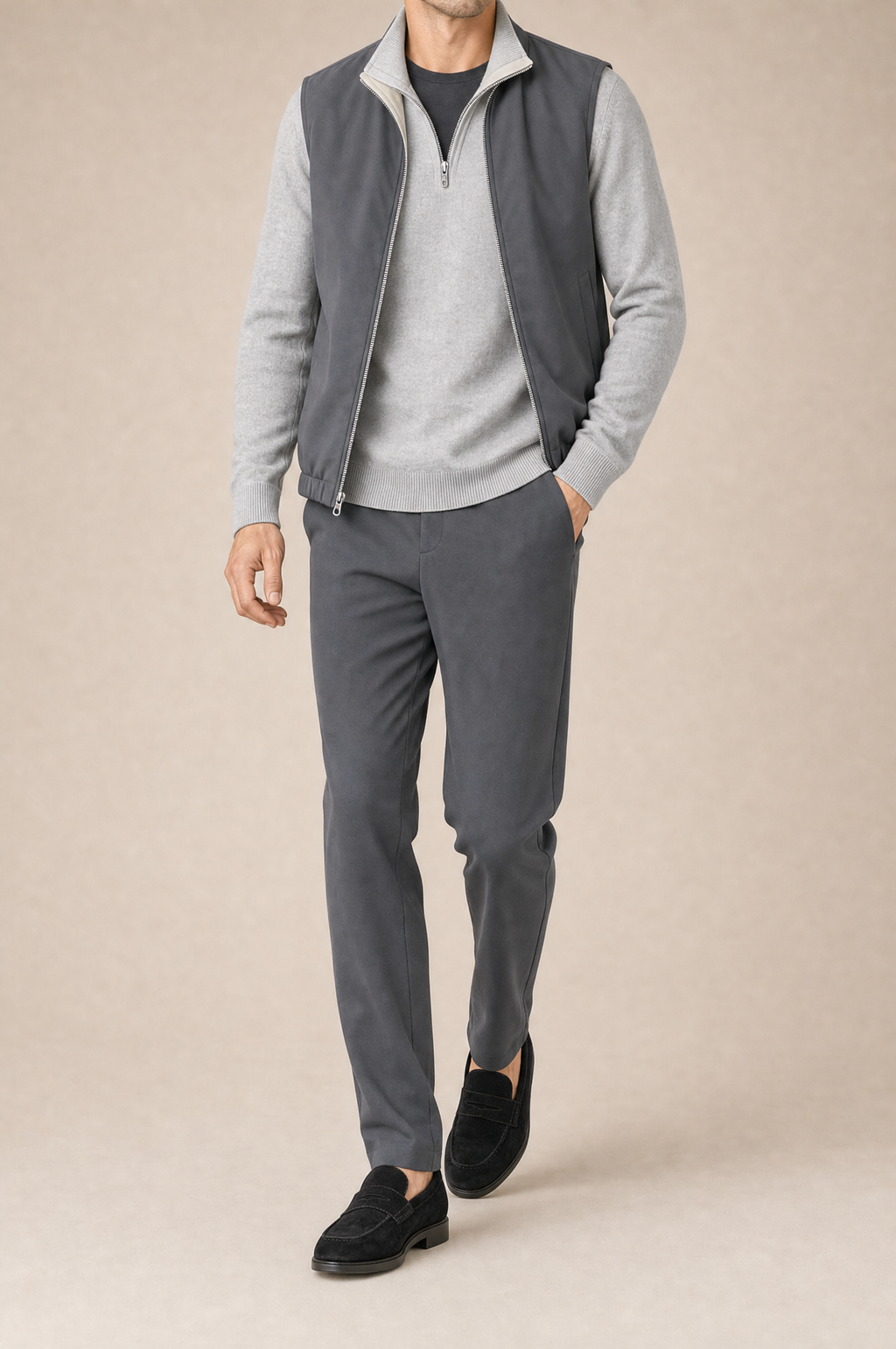 Milano Reverso Autumn Set Antracite & Pietra Quarter Zip front
