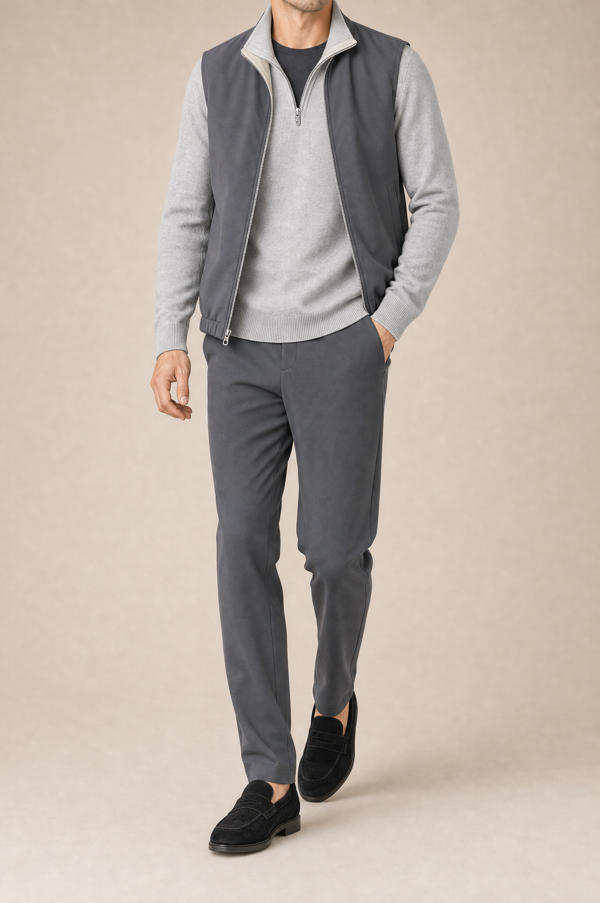 Milano Reverso Autumn Set Antracite & Pietra Quarter Zip front