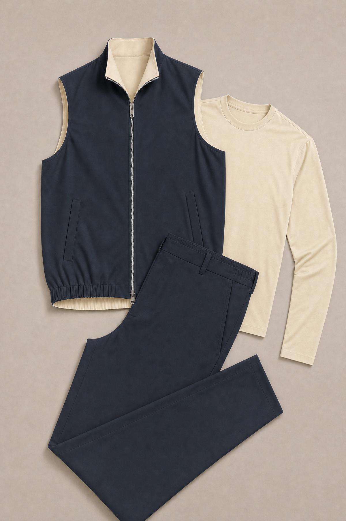 Milano Reverso Autumn Set Blu & Crema Long Sleeve flatlay