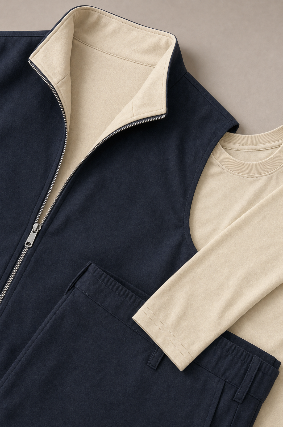 Milano Reverso Autumn Set Blu & Crema Long Sleeve macro