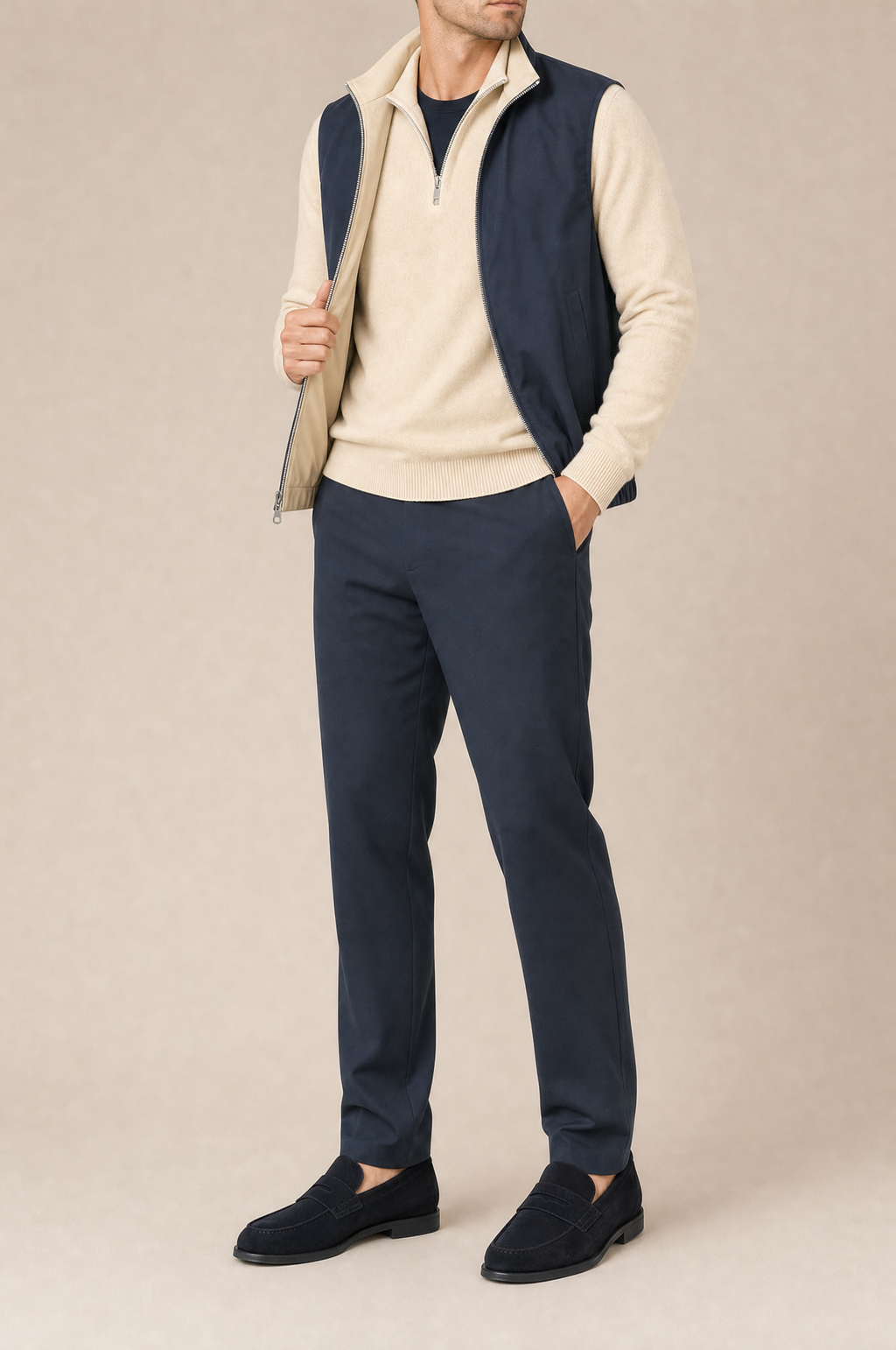 Milano Reverso Autumn Set Blu & Crema Quarter Zip front