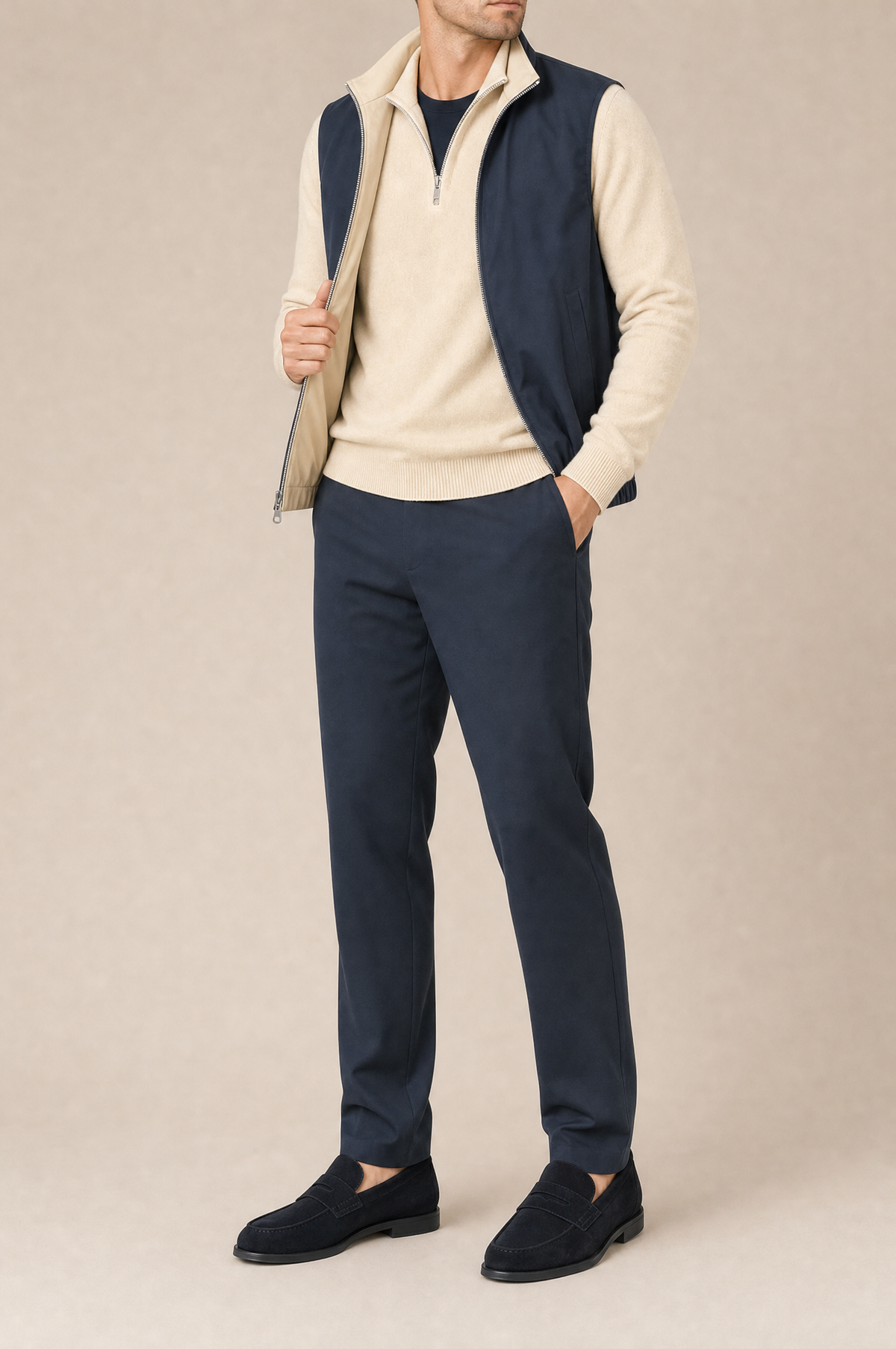 Milano Reverso Autumn Set Blu & Crema Quarter Zip front