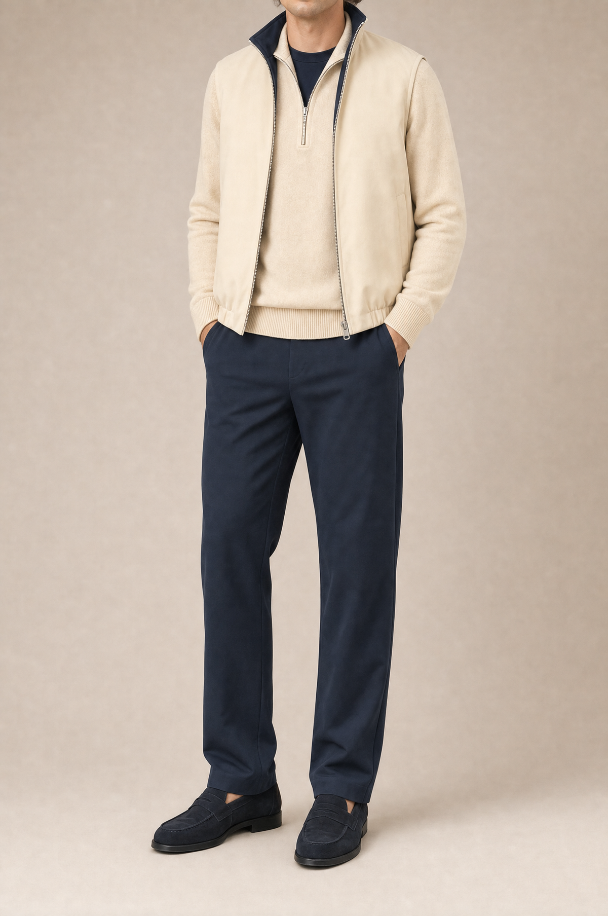 Milano Reverso Autumn Set Blu & Crema Quarter Zip reversed
