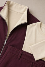 Milano Reverso Autumn Set Bordeaux & Crema Long Sleeve macro