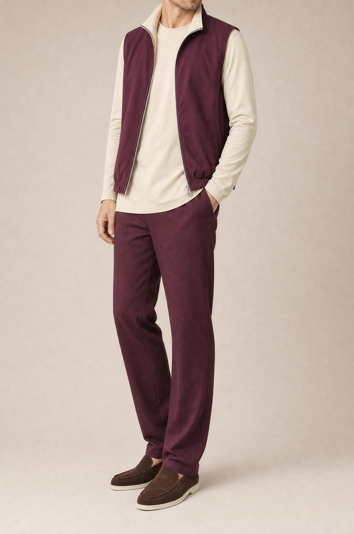 Milano Reverso Autumn Set Bordeaux & Crema Long Sleeve front