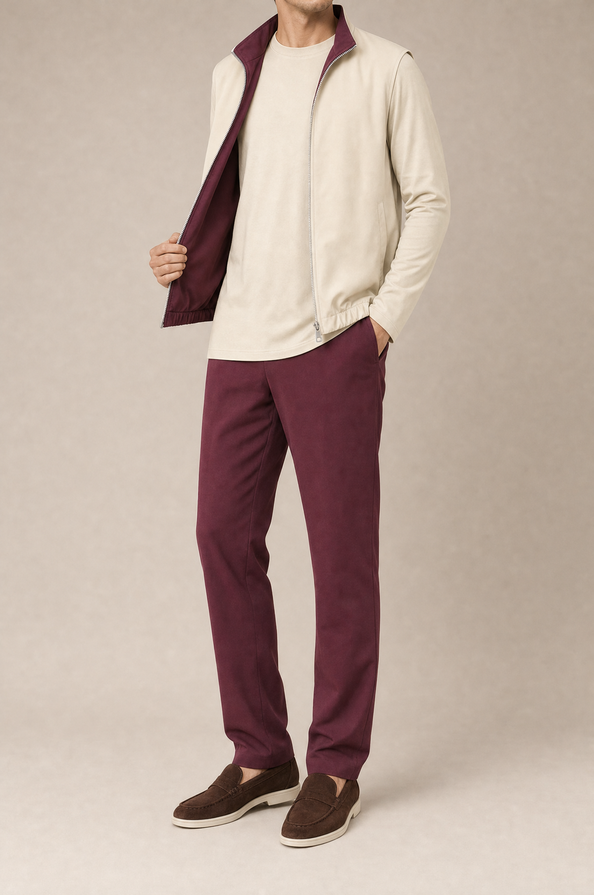 Milano Reverso Autumn Set Bordeaux & Crema Long Sleeve reversed